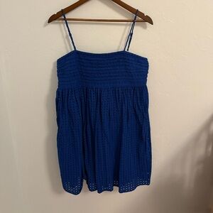 Blue Eyelet Mini Dress Tunic Top